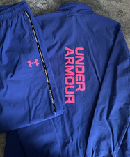 Under Armour Blue/Pink Men's L 2-Piece Tracksuit Zip Jacket  Tapered Pants