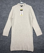 Dalia Women's Knit Long Sleeve Sweater Dress, Beige Mix, Size Small New Cozy