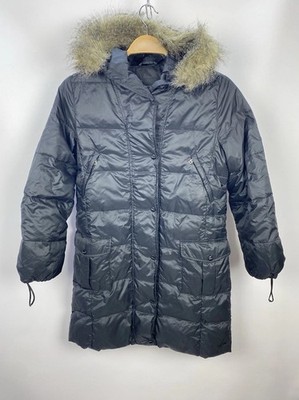 Weekend Max Mara Long Down Puffer Coat Black Women US 10 EU 42 Fur Hood