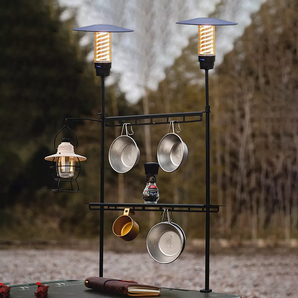 Storage Shelf Lamp Post Pole Portable Multifunctional Bracket for Camping Picnic