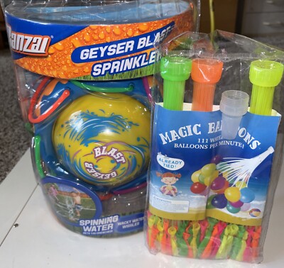 Banzai Geyser Blast Sprinkler Outdoor Water Fun & Set Magic Water Balloons New