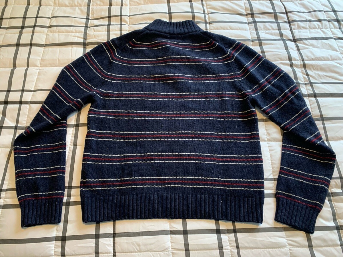 Brooks Brothers Red Fleece 100% Wool 1/4 Button Up Knit Sweater 