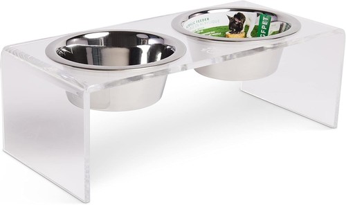 DF Pet Double Feeder Acrylic Dog Bowl Stand with 2 Removable bowls. Small - Picture 3 of 4