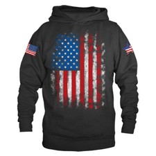 Large Vertical US Flag USA American Pride Patriot Patriotic Graphic Hoodie