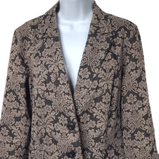 Baroque Jacquard Y2k Blazer Brown Paisley 12 Stretch Access Claiborne