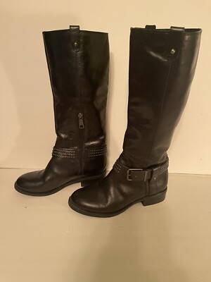 Jessica Simpson Black Leather Mid Calf ESSENCE BOOTS, side zip,  Women's Size 5B