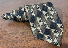 Haggar Clothing Co. Neck Tie - All Silk - Made in USA - Brown  Black Geometric