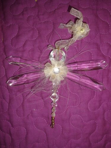 NIB Set of 3 Clear Acrylic Dragonfly Christmas 🎄 Tree Ornaments 5 1/2"x 5" - Picture 1 of 3