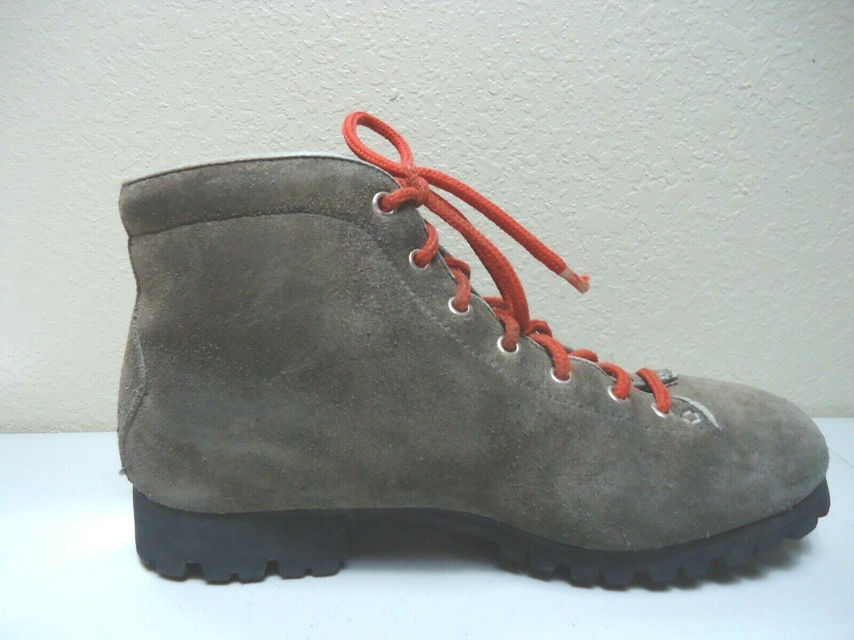 Vtg Pivetta For D.M.C. 7-Eye Hiking Boots Gray Suede Leather 