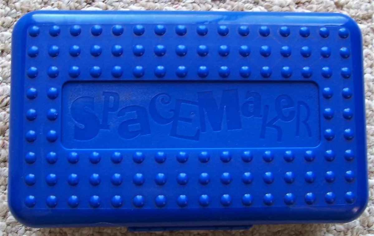 SPACEMAKER Pencil Box School Supply Case Blue & Black USA Made