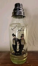 Sweet Ad-Aline 1930's Cocktail Shaker Wheeling Decorating Co.  Uranium Glass
