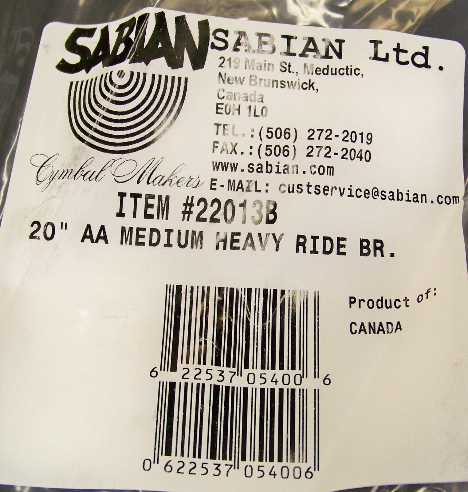 Sabian AA 20 Medium Heavy Ride Cymbal Brilliant Finish for sale 