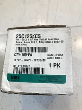 100 NEW KERR LAKESIDE 25C125KCS SHCS,Alloy Steel,1/4"-20x1-1/4"(B2)