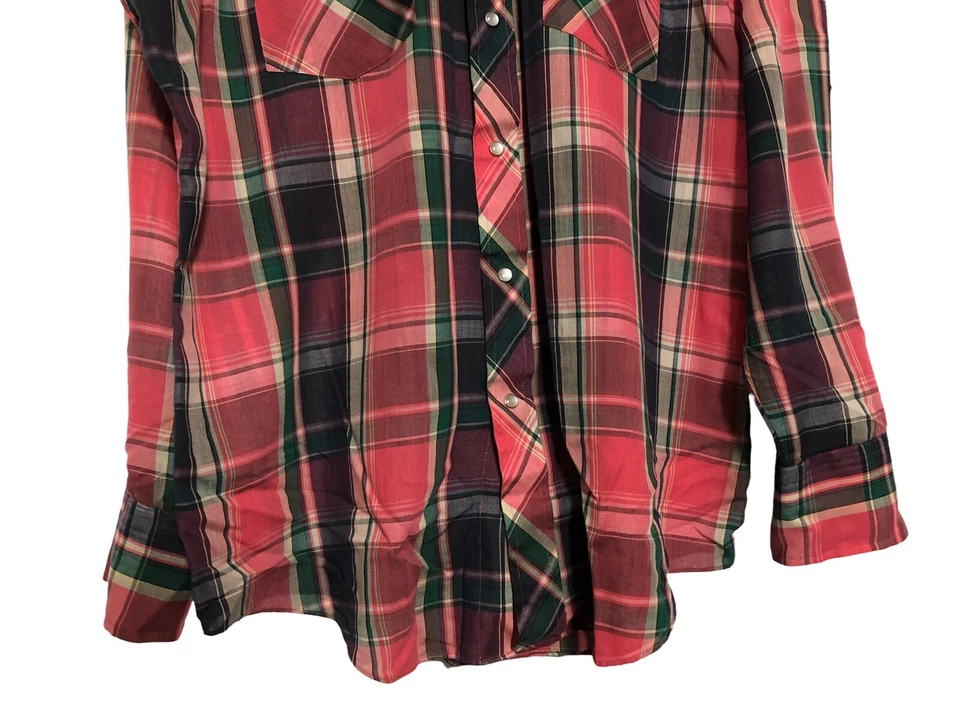 Camisa Western Vintage Años 90 VIP Cuadros Grande Perla A Presión Foto 2 de 4