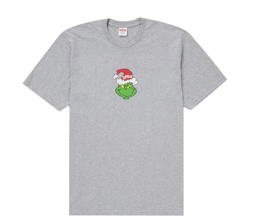 Tee shirt gris Noël Supreme Grinch vert rouge