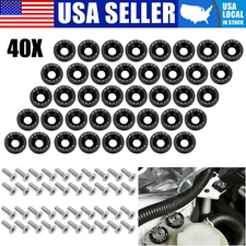 40 X JDM Billet Aluminum Fender Bumper Washer Bolt Engine Bay Dress Up Kit Black
