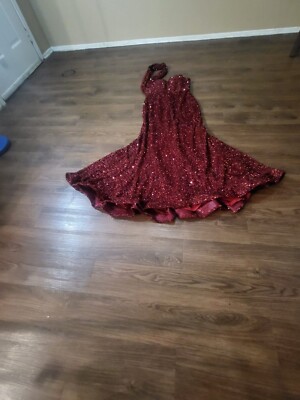Ladivine By Cinderella Sequines Long Burgundy Dress,Size 16,Cond.is V.Gd |  eBay