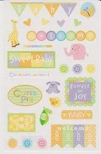 Mrs. Grossman's Giant Stickers - Baby Shower - Bundle of Joy, Welcome - 2 Strips