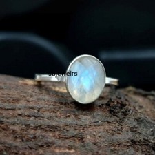 Lovely Moonstone Gemstone 925 Sterling Silver Boho Ring Mother Day Gift D-343