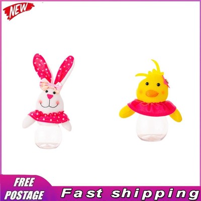 Easter Bunny Candy Jar Storage Container Treat Box Easter Party Favors (Pink)