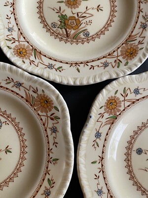 3 Wood Burslem Springdale Square Ironstone Bread Plates 3 Wood Burslem Springdale Square Ironstone Bread Plates