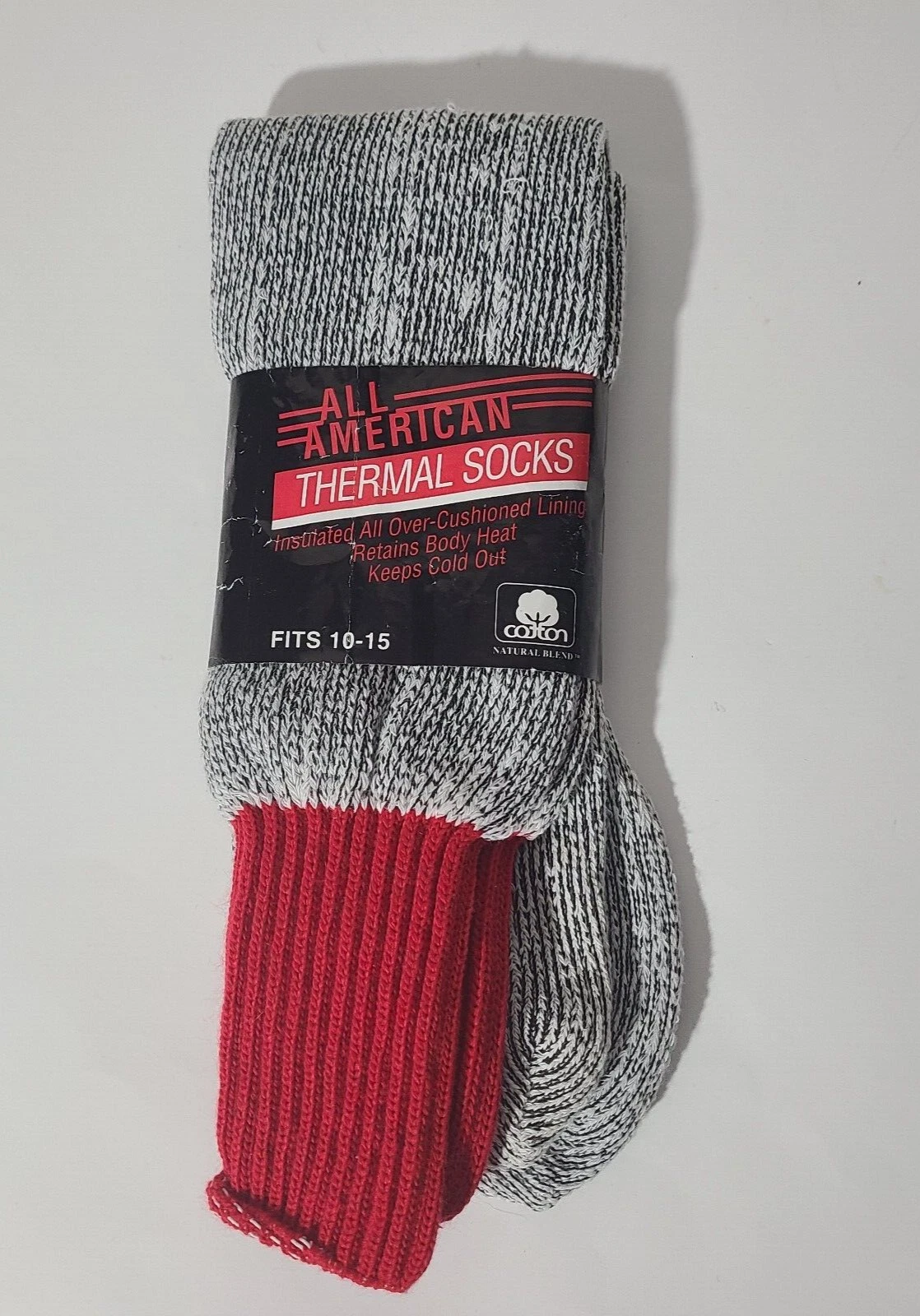 Vintage All American Men's Thermal Socks Size 10-15 1 Pair Made in USA NWT