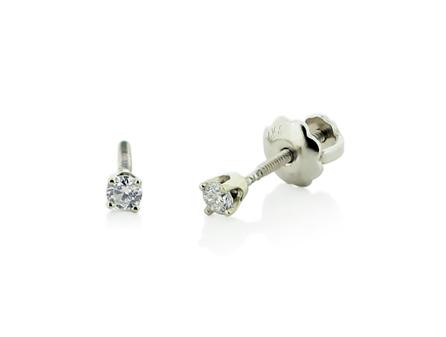Baby Diamond Earrings 14K Rose White or Yellow Gold Girls