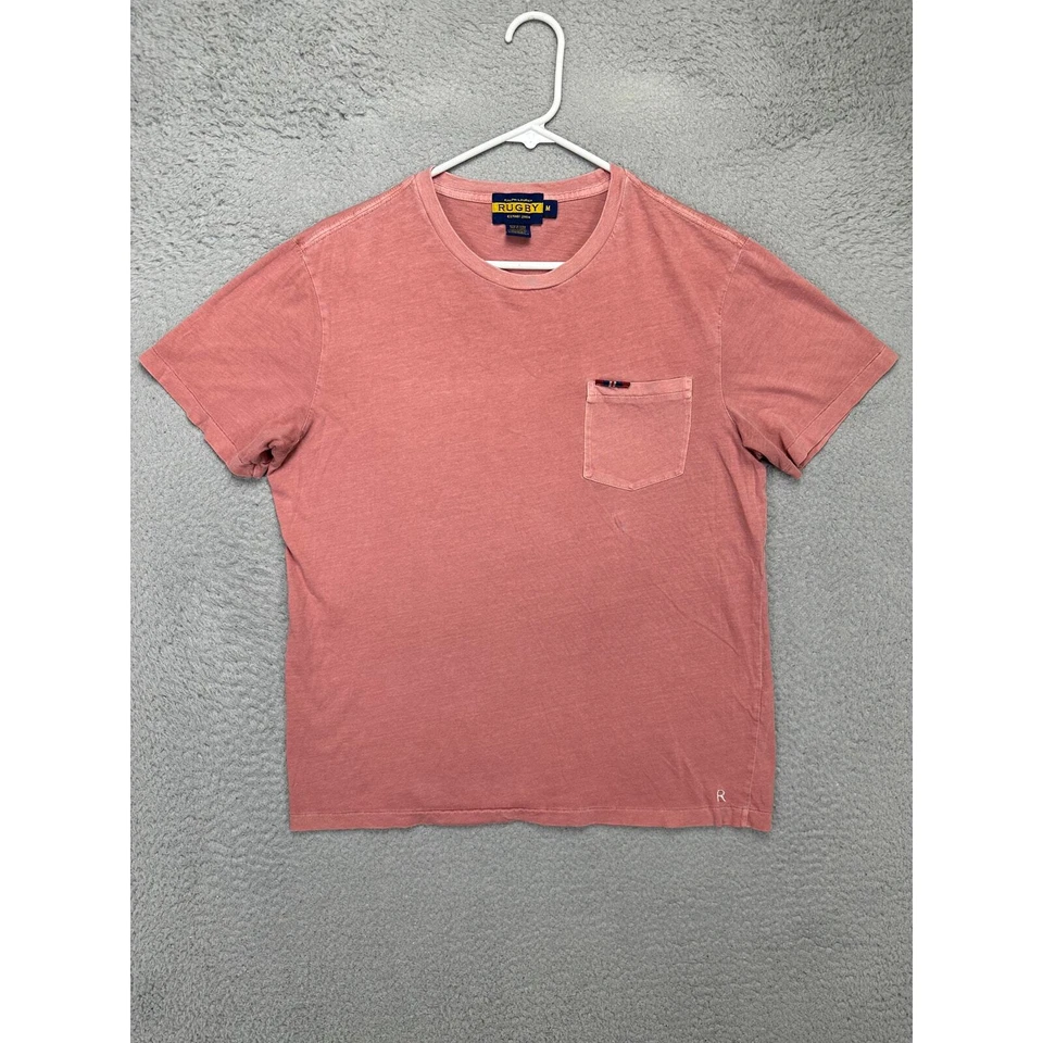 Ralph Lauren Camisa Adulto Mediana Rosa Rugby Camiseta Manga Corta Bolsillo Camiseta Para Hombres Foto 2 de 4