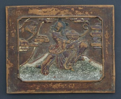 Reliefbild mit Fledermaus China Holz geschnitzt 19 Jhd - Bild 1 von 4
