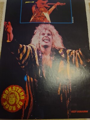 Vintage OZZY OSBOURNE JAKE E LEE JOE ELLIOTT DEF LEPPARD A4 POSTER KERRANG