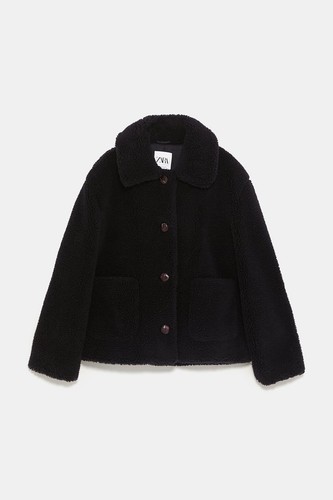 zara black teddy jacket