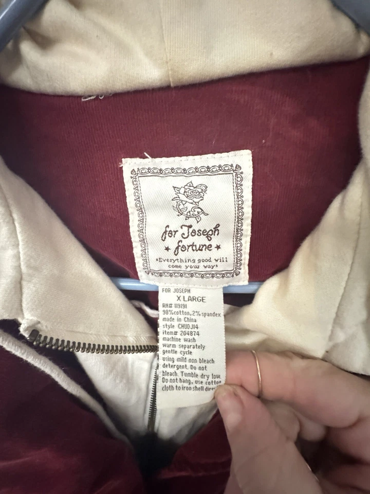 Chaqueta con capucha de pana de algodón para mujer para Joseph Fortune botón con cremallera talla XL Foto 3 de 3