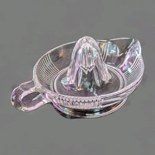 Vtg Ribbed Clear Glass 6" Juicer Reamer w/Pour Spout & Loop Handle Orange Citrus