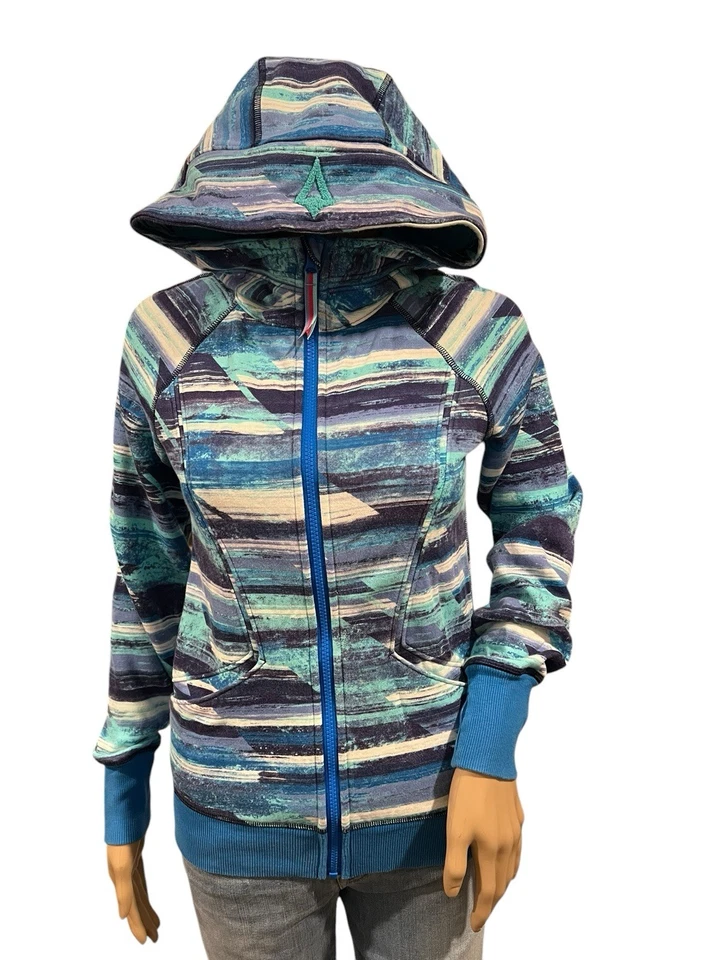 IVIVVA BY LULULEMON GIRLS FULL ZIP UP HOODIE JACKET BLUE PRINT Size 12 - Image 2 of 4