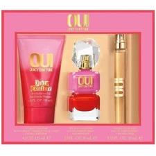 OUI by JUICY COUTURE for Women 3pc GIFT SET 1.0 oz EDP Spray + BODY CREAM + Mini
