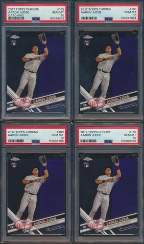 (4) 2017 Topps Chrome Aaron Judge #169 RC Rookie New York Yankees PSA 10 GEM MT