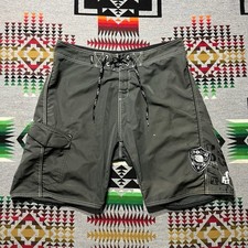 Vintage Lost Enterprises Board Shorts Gray Mens 38 Swim Trunks Surf Beach Y2K D8