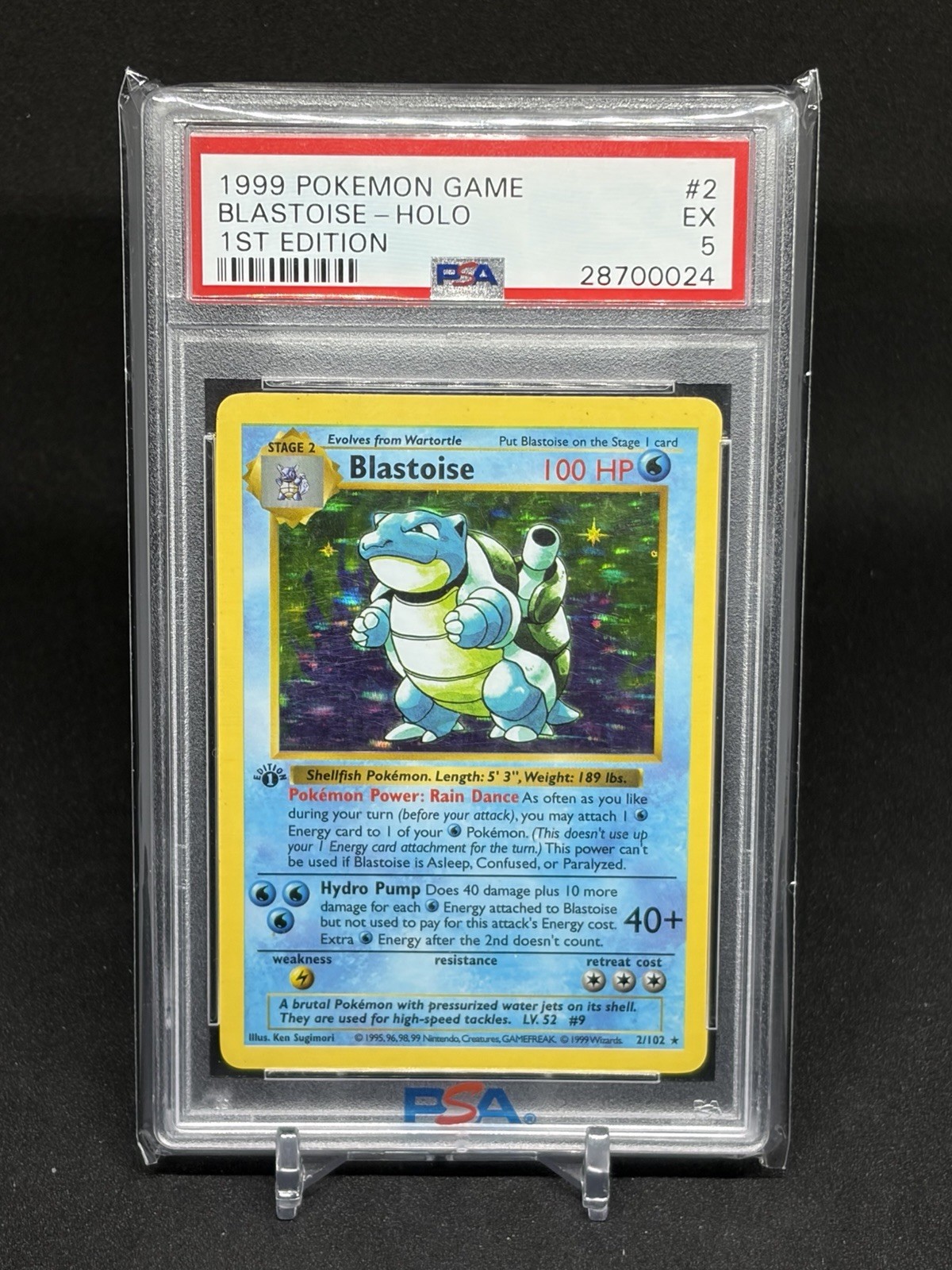 1999 Pokemon Game #2 Blastoise Holo 1st Edition PSA 5