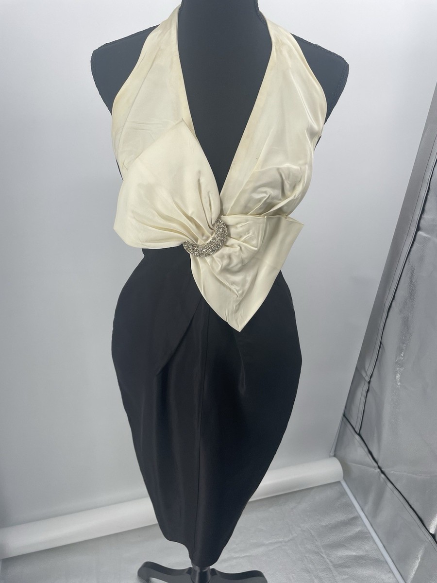 dark cream dress Laney Dress, Black/Cream Abstract 100% coton. VTG Climax David Howard KAREN