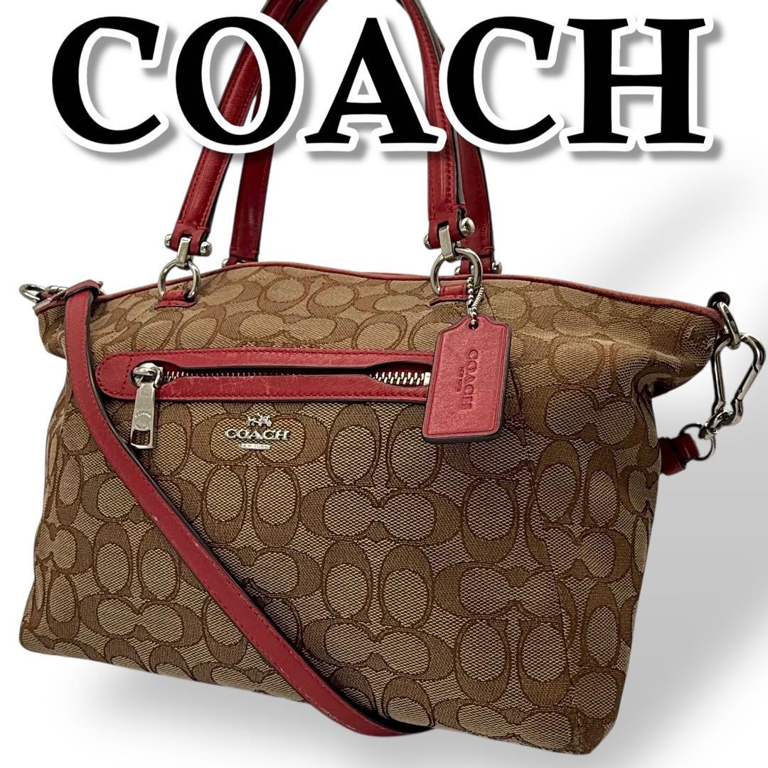 Coach Canvas Leather 2-Way Shoulder Crossbody Bag Pre-Owned Authentic