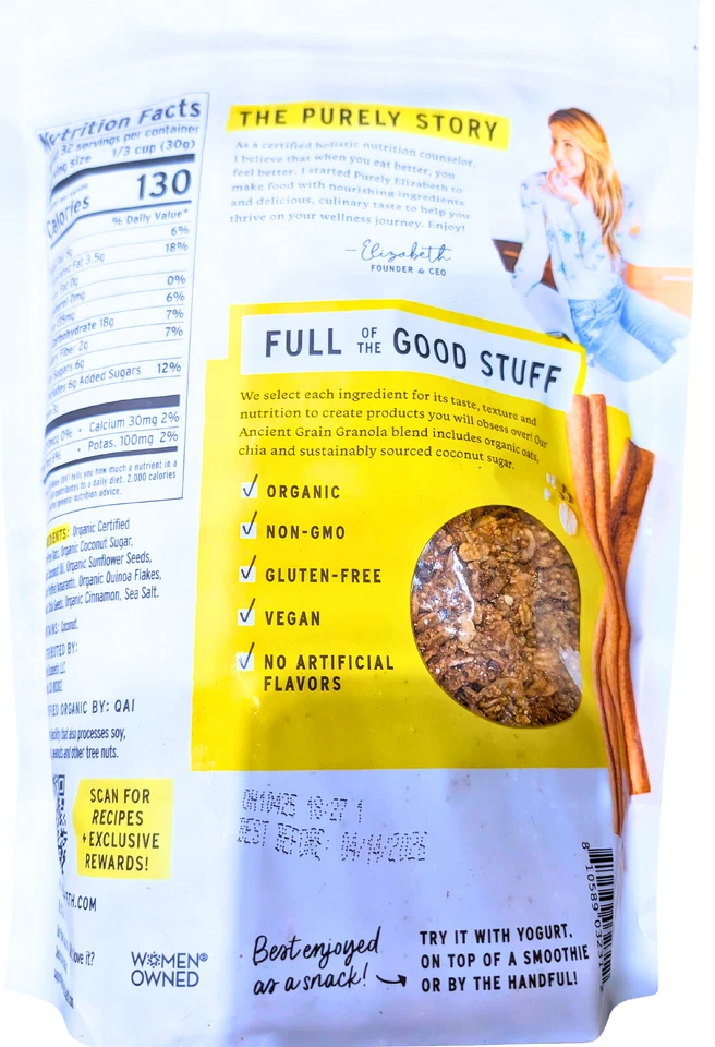 Bolsa Purely Elizabeth Orgánica Original Salada-Dulce 34oz Rec#1 EXP 04/2026 Foto 3 de 4