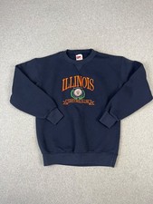 University Of Illinois Sweatshirt Mens L Blue Fighting Illini Made USA 90s