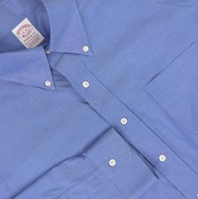 Brooks Brothers Shirt Mens 16 34/35 Blue Madison Fit Non Iron Stretch Supima