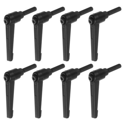 8pcs M6 x 20mm Threaded Stud Adjustable Clamping Lever Handle Bolt Knob Black,