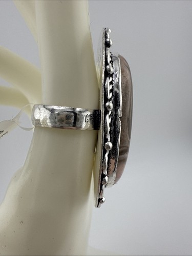 Anello tedesco argento caffè diaspro dichiarazione misura 8 nuovo con etichetta - Foto 2 di 5