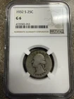 1932-S  25C WASHINGTON SILVER QUARTER  NGC G6