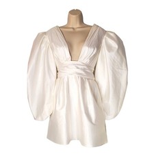 By Watters. Meringue Radiant Taffeta A-Line Mini Dress White 33308X Size 6 New