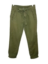 Free People Women's 0 Olive Green Cargo Utility Pants Belted Tie Cropped