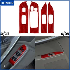 4Pcs Red Carbon Fiber Window Lift Switch Panel Cover Trim For Infiniti G35 02-04