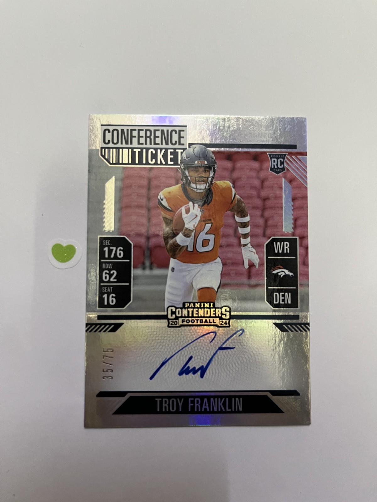 2024 Contenders Troy Franklin 35/75  Auto Conference Ticket RPS Broncos #113